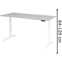 Hammerbacher Schreibtisch XDKB 19, Beton, Elektrisch Höhenverstellbar, 180 X 64-129 X 80cm