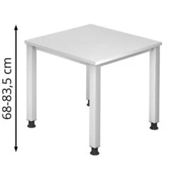 Hammerbacher Schreibtisch Q-Serie, Weiß, Höhenverstellbar, 80 X 68-83,5 X 80cm