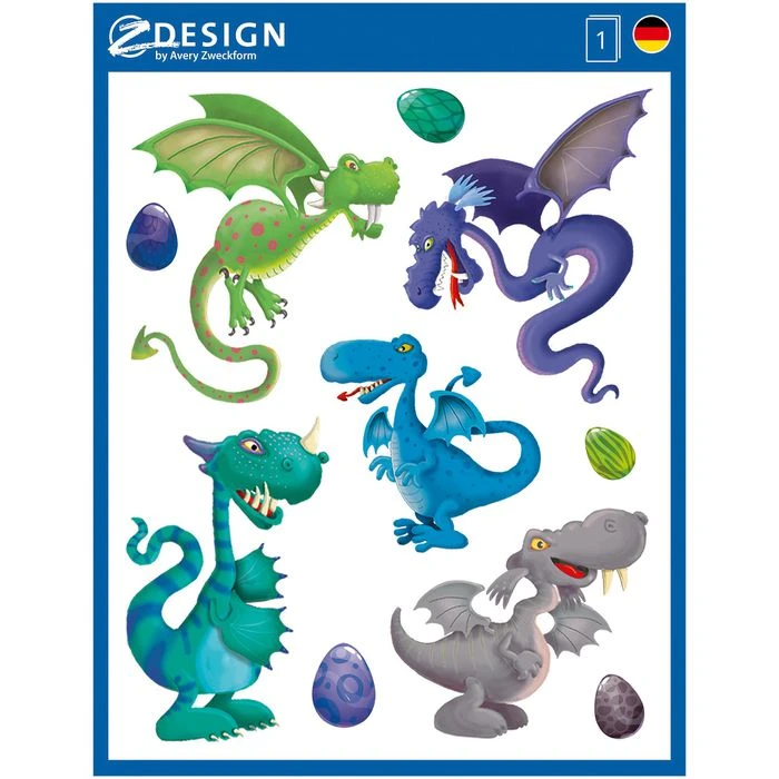 Zweckform Sticker 54992 Z-Design Drachen, Fensterbilder, Dinos Und Eier, 9 Aufkleber 3 Zweckform Sticker 54992 Z-Design Drachen, Fensterbilder, Dinos Und Eier, 9 Aufkleber
