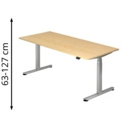Hammerbacher Schreibtisch XDLB 19, Ahorn, Elektrisch Höhenverstellbar, 180 X 63-127 X 80cm