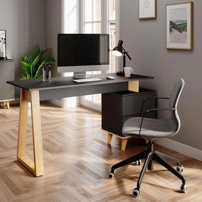 Vicco Schreibtisch Neptune L, Anthrazit, Mit Standcontainer, 138 X 60cm 4 Vicco Schreibtisch Neptune L, Anthrazit, Mit Standcontainer, 138 X 60cm – Bild 2