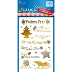 Zweckform Sticker 52720 Z-Design Christmas, Schriftzug Frohes Fest, 32 Aufkleber