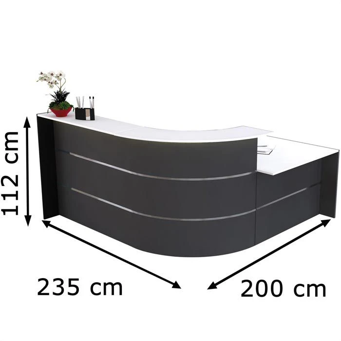 Kerkmann Empfangstheke Bari 3559, Anthrazit / Weiß, 235 X 112 X 200cm, Winkeltheke Mit Anbautisch 6 Kerkmann Empfangstheke Bari 3559, Anthrazit / Weiß, 235 X 112 X 200cm, Winkeltheke Mit Anbautisch – Bild 4
