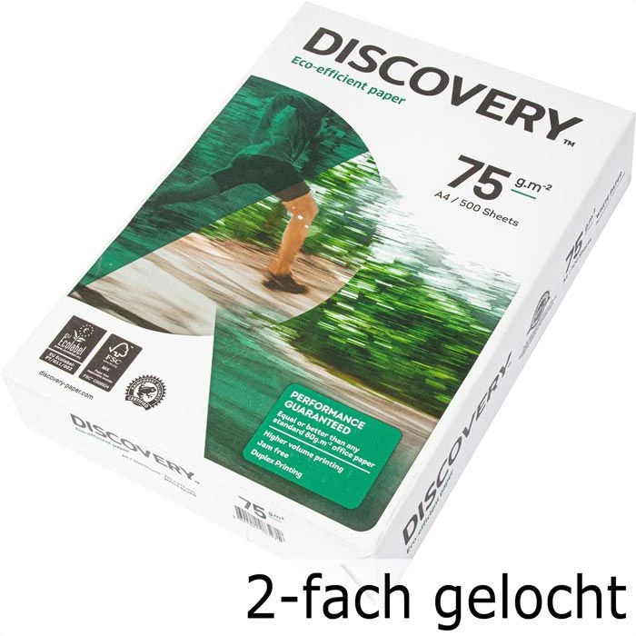 Discovery Kopierpapier 83429A75, A4, 75g/qm, Hochweiß, 2-fach Gelocht, 500 Blatt 3 Discovery Kopierpapier 83429A75, A4, 75g/qm, Hochweiß, 2-fach Gelocht, 500 Blatt