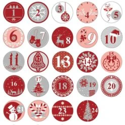 Oblique-Unique Sticker Adventszahlen Rot, Zahlen 1-24, 24 Aufkleber