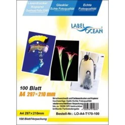 LabelOcean A4 Klar Kopierfolien Farblaser 100 Stück