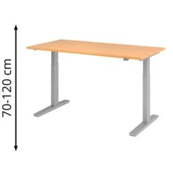 Hammerbacher Schreibtisch XMKA 16, Buche, Elektrisch Höhenverstellbar, 160 X 70-120 X 80cm
