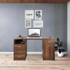 HJh-OFFICE Schreibtisch Easy Work IV, 821005, Mit Standcontainer, Maße: 140 X 50cm, Walnuss -PapierMeister Verkäufe bf0c4afb1ae57d034d3244e3da9b9075eaa76bdb schreibtisch hjh office easy work iv 821005