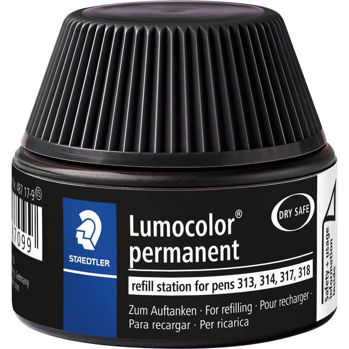 Staedtler Nachfülltusche Lumocolor Perm., Schwarz, 487 17, Für Lumocolor Marker, Kapillarsystem, 15ml 3 Staedtler Nachfülltusche Lumocolor Perm., Schwarz, 487 17, Für Lumocolor Marker, Kapillarsystem, 15ml