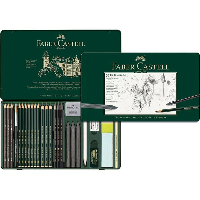 Faber-Castell Pitt Graphite-Set, 112974, 26-teiliges Zeichenset, Inklusive Zubehör 2 Faber-Castell Pitt Graphite-Set, 112974, 26-teiliges Zeichenset, Inklusive Zubehör