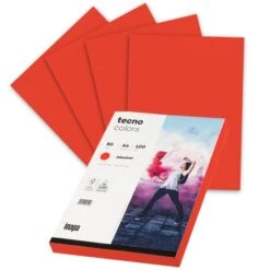 Inapa Tecno Colors, 2100019176, Kopierpapier, A4, 80g/qm, Intensivrot, 100 Blatt