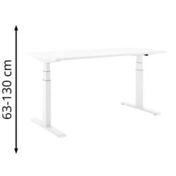 Actiforce Schreibtisch Pro 670SLS, Weiß, Elektrisch Höhenverstellbar, 160 X 63-130 X 80cm