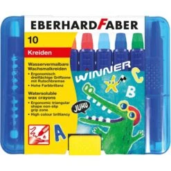 Eberhard Faber Eberhard-Faber Wachsmalstifte 521110 Winner, Wasservermalbar, Rund, Mit Schiebehülsen, 10 Stück