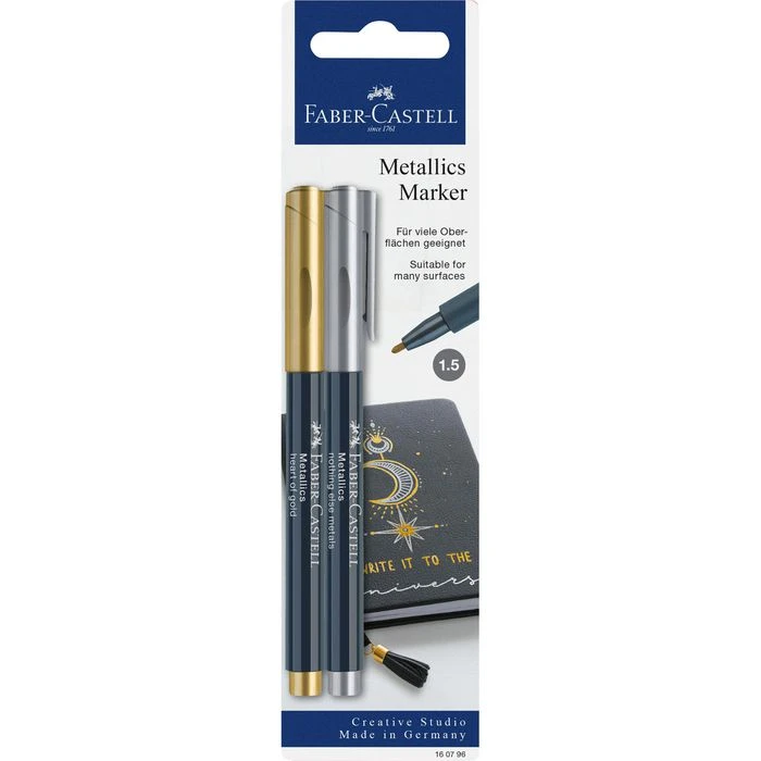 Faber-Castell Metallic-Marker 160796, Gold Und Silber, 1,5 Mm, 2 Stück 3 Faber-Castell Metallic-Marker 160796, Gold Und Silber, 1,5 Mm, 2 Stück