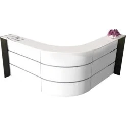 Kerkmann Empfangstheke Bari 3566, Weiß / Weiß, 235 X 112 X 235cm, Winkeltheke