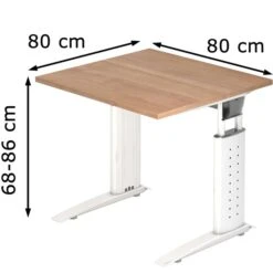Hammerbacher Schreibtisch U-Serie, Verstellbar, 80 X 68-86 X 80cm, Nussbaum / Weiß -PapierMeister Verkäufe e33ed31199eb27a5526e37cde95891a1b432f6ed schreibtisch hammerbacher u serie