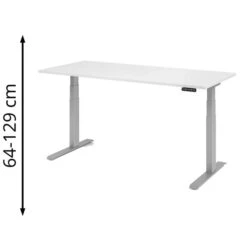 Hammerbacher Schreibtisch XDKB 19, Weiß, Elektrisch Höhenverstellbar, 180 X 64-129 X 80cm