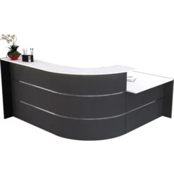 Kerkmann Empfangstheke Bari 3559, Anthrazit / Weiß, 235 X 112 X 200cm, Winkeltheke Mit Anbautisch