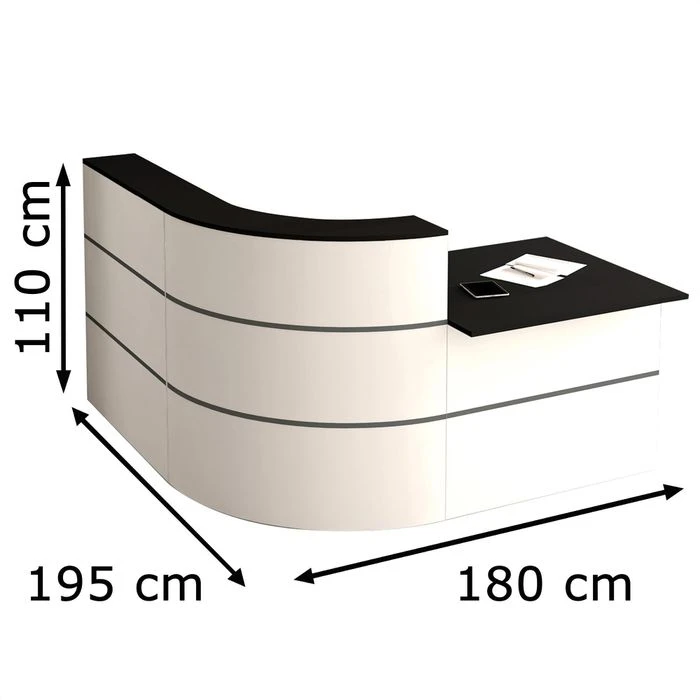 Kerkmann Empfangstheke Cento 4, 3853, Winkeltheke, Weiß / Anthrazit, 195 X 110 X 180cm, M. Anbautisch 4 Kerkmann Empfangstheke Cento 4, 3853, Winkeltheke, Weiß / Anthrazit, 195 X 110 X 180cm, M. Anbautisch – Bild 2
