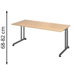 Hammerbacher Schreibtisch Z-Serie, Verstellbar, 180 X 68-82 X 80cm, Eiche / Graphit