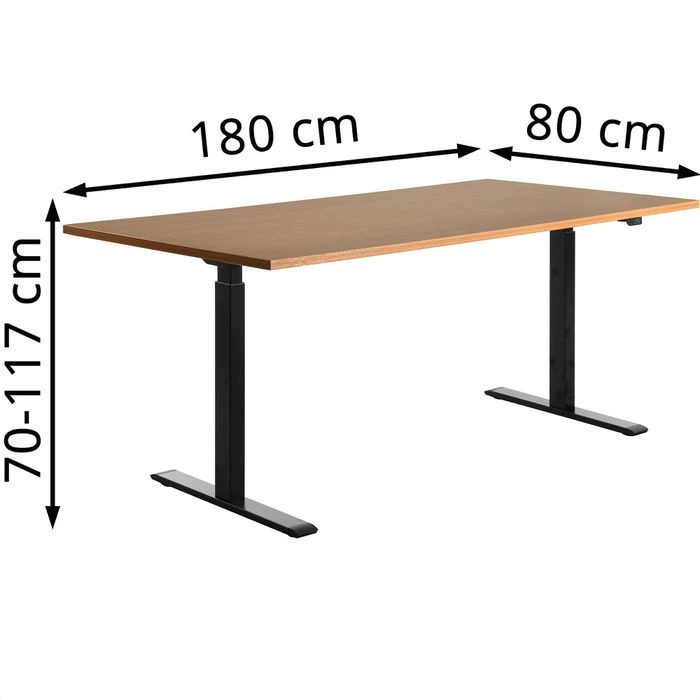 Topstar Schreibtisch E-Table, TTS18080SB, Elektrisch Höhenverst., 180 X 70-120 X 80cm, Buche 4 Topstar Schreibtisch E-Table, TTS18080SB, Elektrisch Höhenverst., 180 X 70-120 X 80cm, Buche – Bild 2