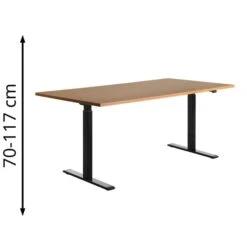 Topstar Schreibtisch E-Table, TTS18080SB, Elektrisch Höhenverst., 180 X 70-120 X 80cm, Buche