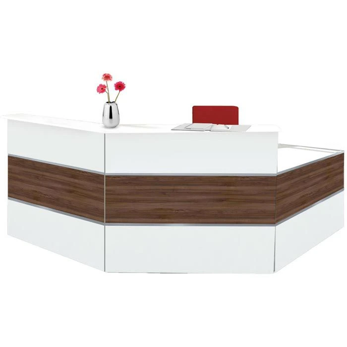 Kerkmann Empfangstheke Atlantis, Nussbaum / Weiß, 250 X 110 X 250cm, Winkeltheke Mit Anbautisch 3 Kerkmann Empfangstheke Atlantis, Nussbaum / Weiß, 250 X 110 X 250cm, Winkeltheke Mit Anbautisch