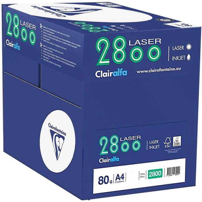 Clairefontaine Kopierpapier Laser 2800, 1981C, A4, Clairalfa, 80g/qm, Hochweiß, Ungeriest, 2500 Blatt 6 Clairefontaine Kopierpapier Laser 2800, 1981C, A4, Clairalfa, 80g/qm, Hochweiß, Ungeriest, 2500 Blatt – Bild 4