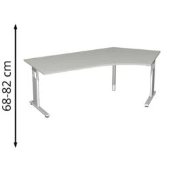 Geramöbel Schreibtisch Flex S-617316-LS, Lichtgrau, Verstellbar, 216,6 X 68-82 X 113cm, 135° Winkel