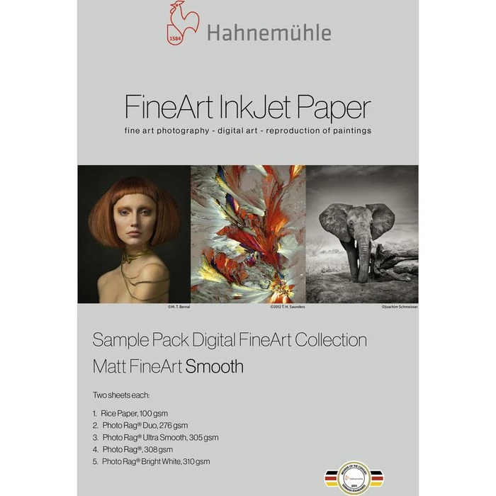 Hahnemühle Inkjet-Papier FineArt Smooth, A4, SamplePack, 6 Qualitäten, Matt, Einseitig, 12 Blatt 3 Hahnemühle Inkjet-Papier FineArt Smooth, A4, SamplePack, 6 Qualitäten, Matt, Einseitig, 12 Blatt