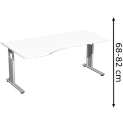 Geramöbel Schreibtisch Flex S-617306-WS, Weiß, Höhenverstellbar, 180 X 68-82 X 100cm, Freiform