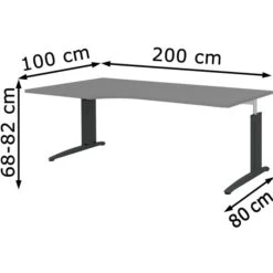 Röhr Schreibtisch Techno, Mittelgrau, Höhenverstellbar, 200 X 68-82 X 100cm, Freiform -PapierMeister Verkäufe fa8f2422a3afa92fbe10729b8e5cd9e30ed4abb5 schreibtisch roehr techno mittelgrau