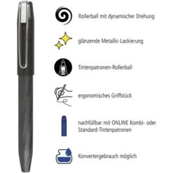 Online Tintenroller Slope Metallic Black, 26138/3D, Gehäuse Schwarz, 0,7mm, Schreibfarbe Blau -PapierMeister Verkäufe fe5fa70a0d878e1e4d61691d56a5e8ebd3775136 tintenroller online slope metallic black 261383d